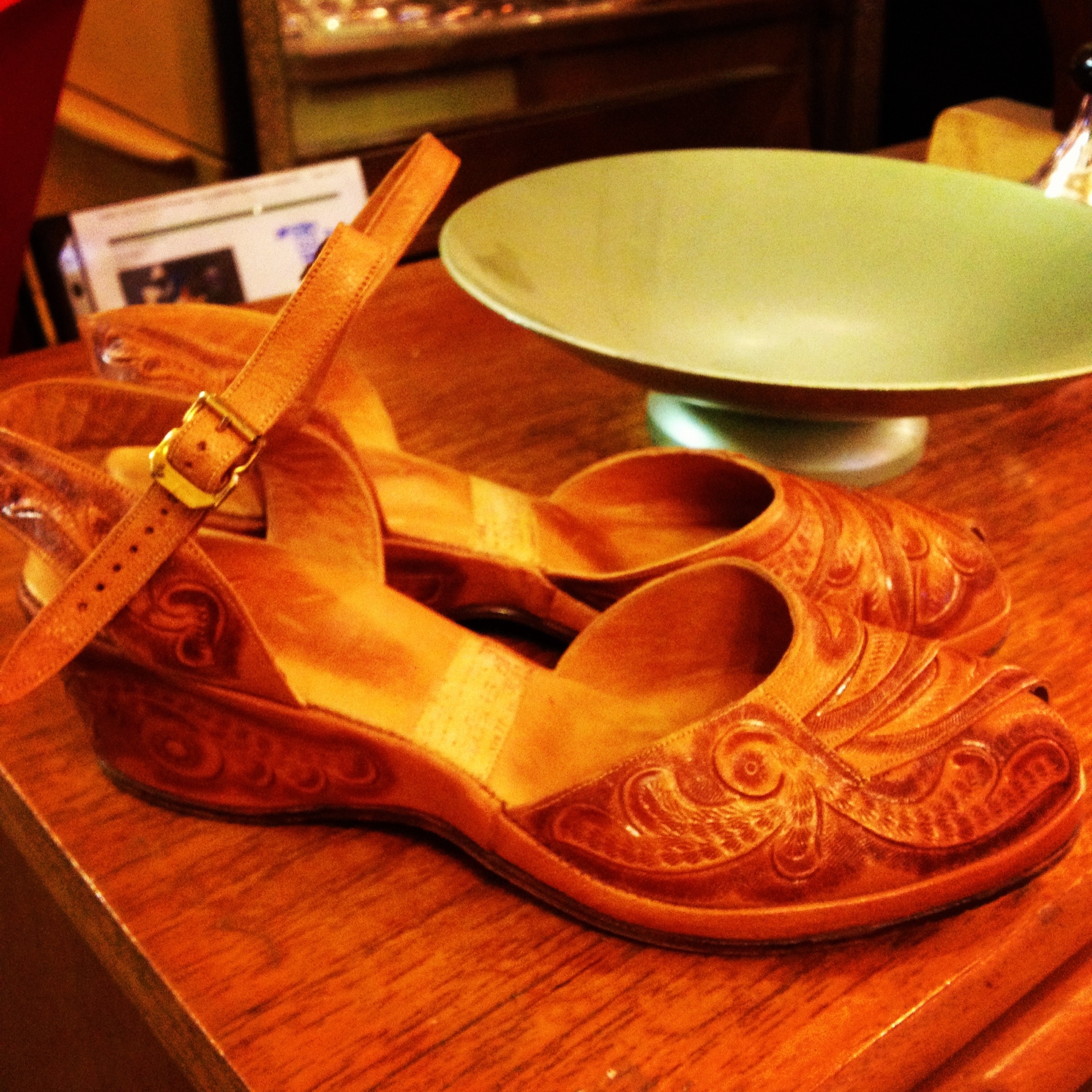 mexican tooled leather sandals